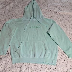 PHORA, Mint Green Hoodie with 'LOVE YOURSELF' Embroidery